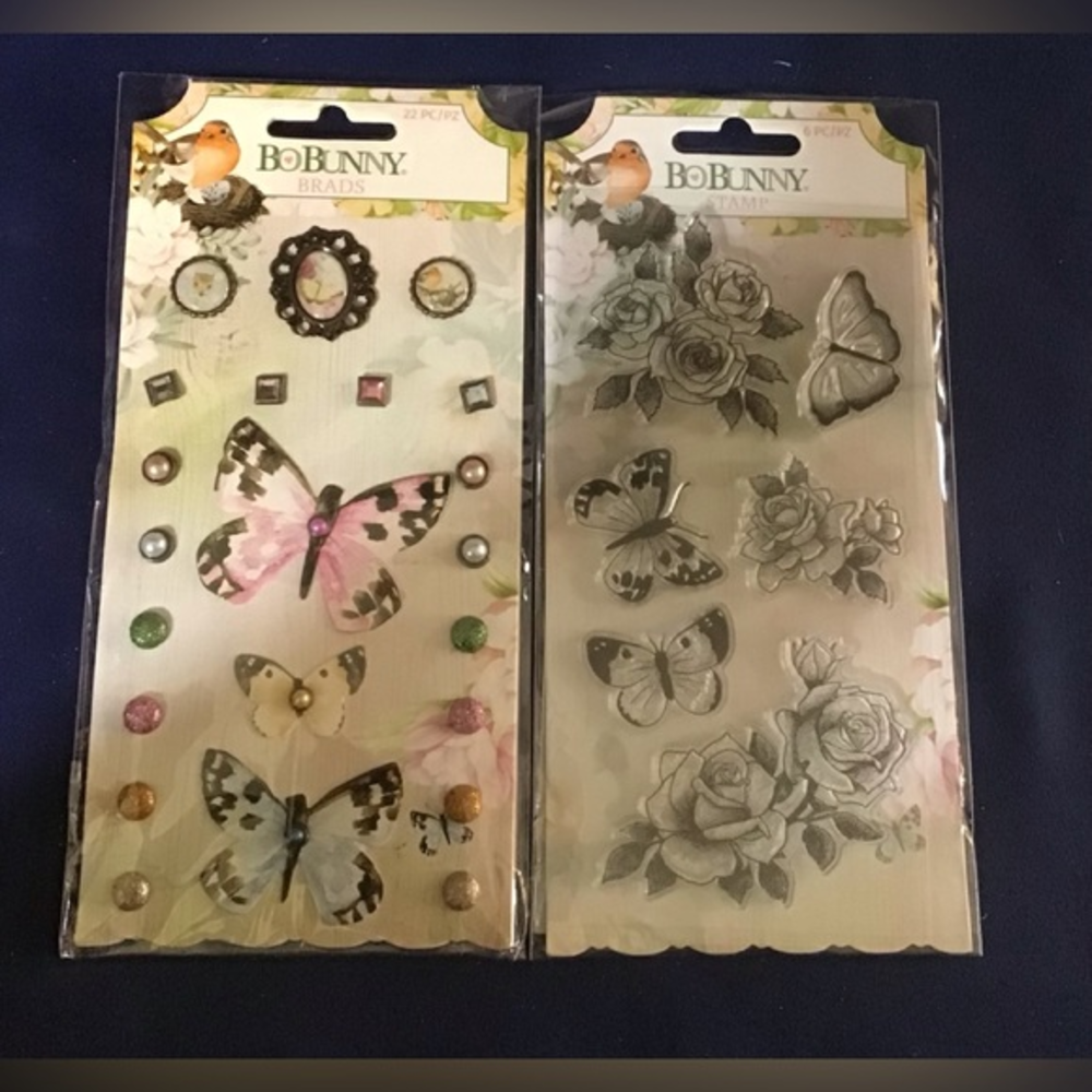 Bo‎ Bunny set of Brads and Stamps